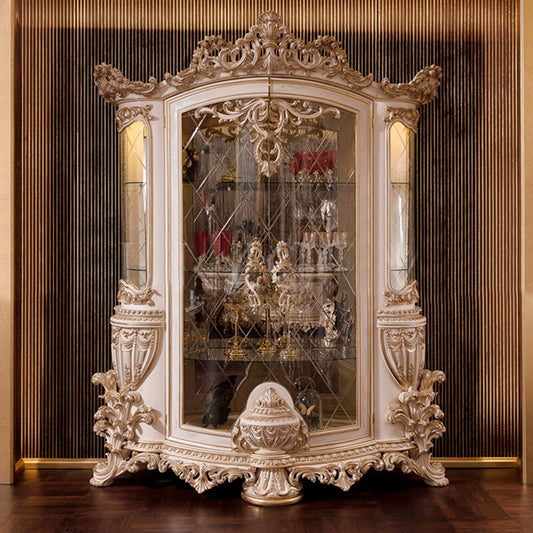 European solid wood carved wine cabinet