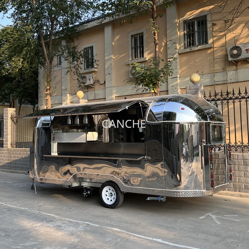 New Barbecue Food Truck Van Kitchen Shining Square Trailer for Fast Food
