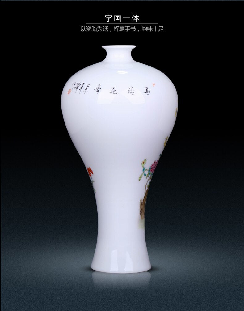 Oriental Master Hand-Painted Flowers and Birds Bottle