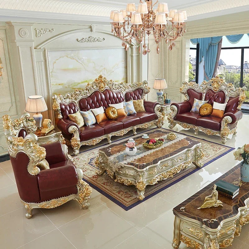 High-End Villas Living Room Cowhide Set