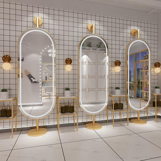 Beauty salon mirror table with light wall mounted floor
