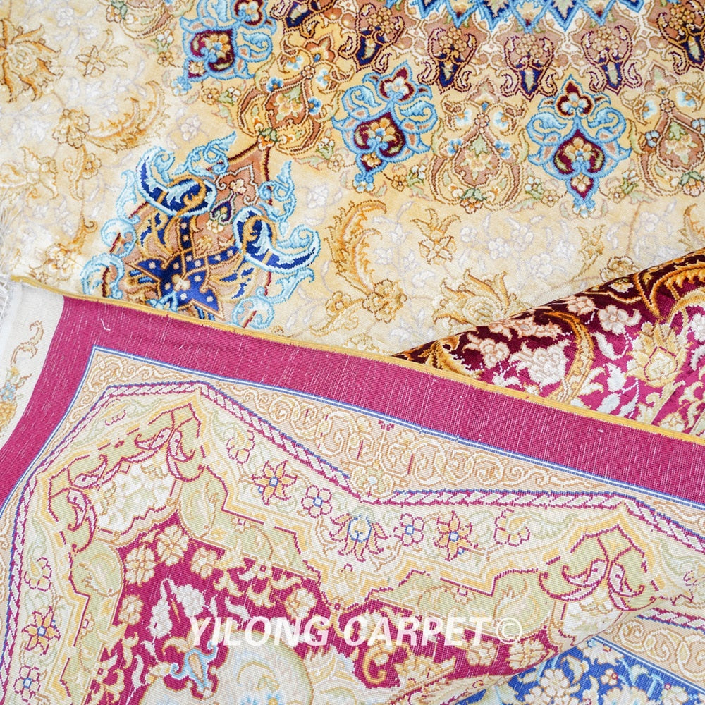 Oriental Home White Background Oversize Handmade Persian Silk Carpets