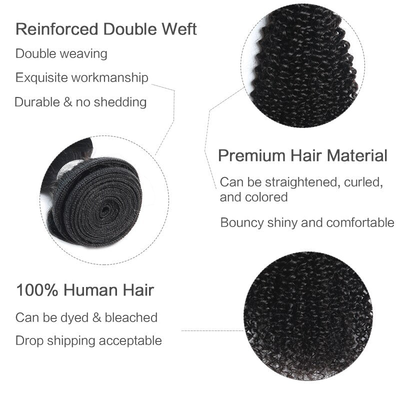 Original (Not Fake) Bigsophy 100% Human Hair With Closure Kinky Curly Bundles Brazilian Hair Weave