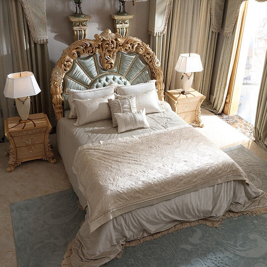 Italian Style Light Luxury Solid Wood Bed