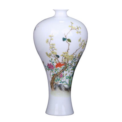 Oriental Master Hand-Painted Flowers and Birds Bottle
