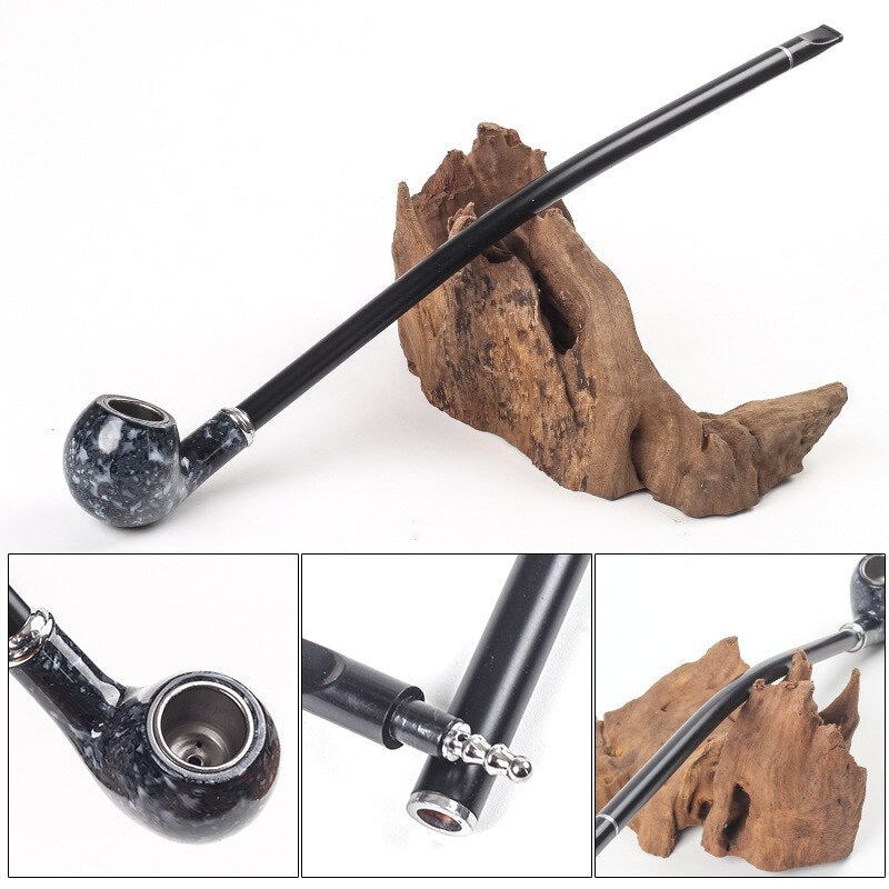 41cm Lengthened Marbled Resin Filtered Tobacco Pipe