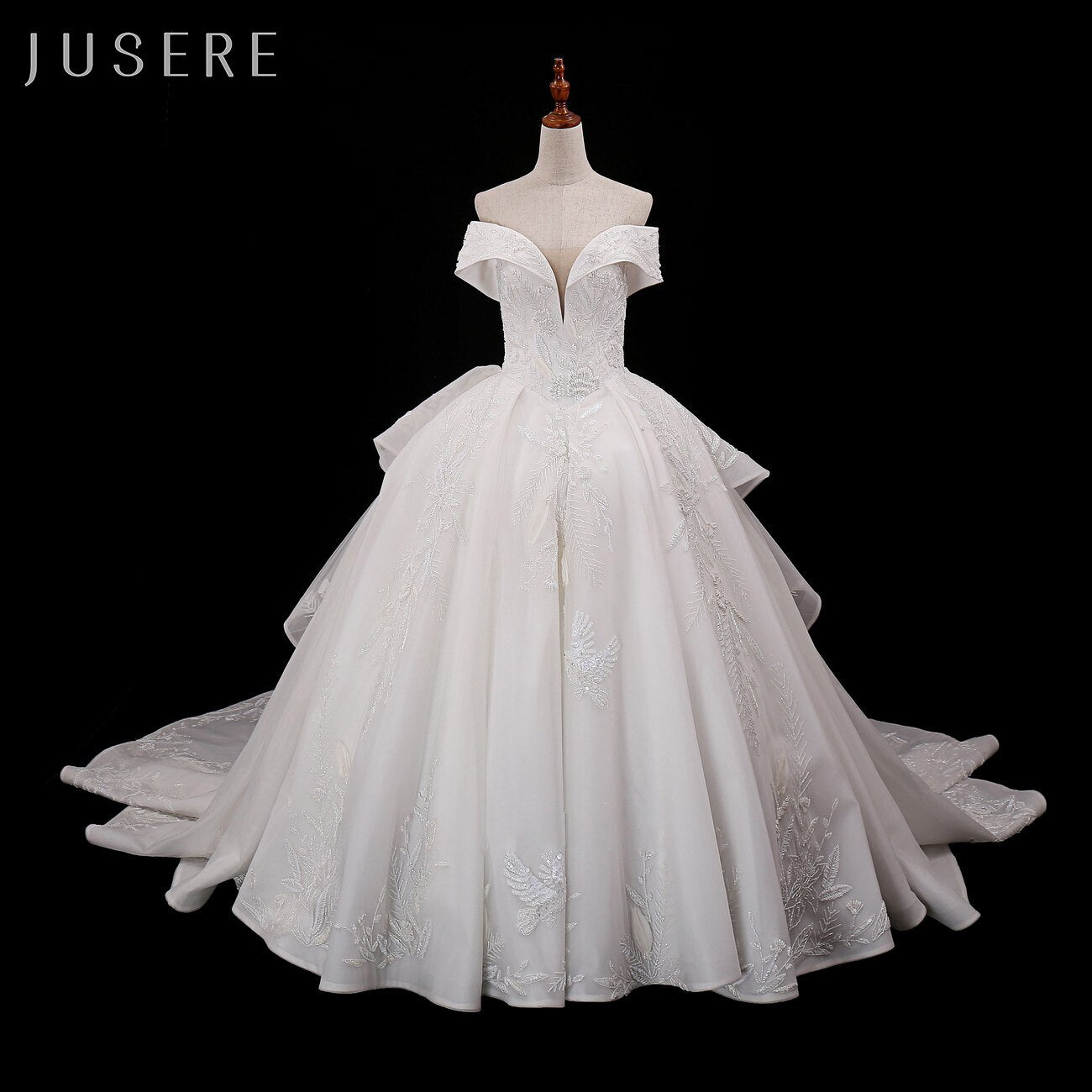 Genuine Jusere V-neck Bridal Dress