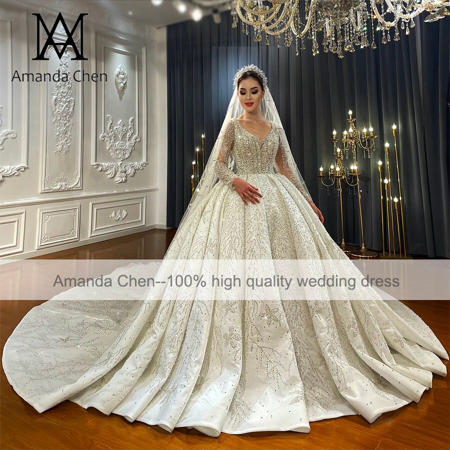 Amanda Chen Wedding Dress Long Sleeve Beading Luxury