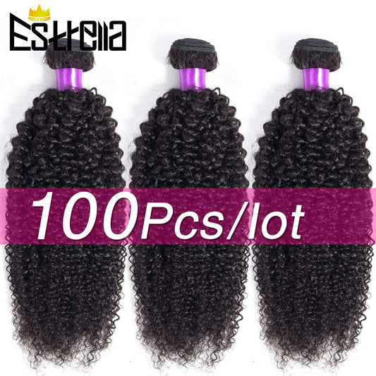 100PCS Human Hair Bundles Kinky Curly