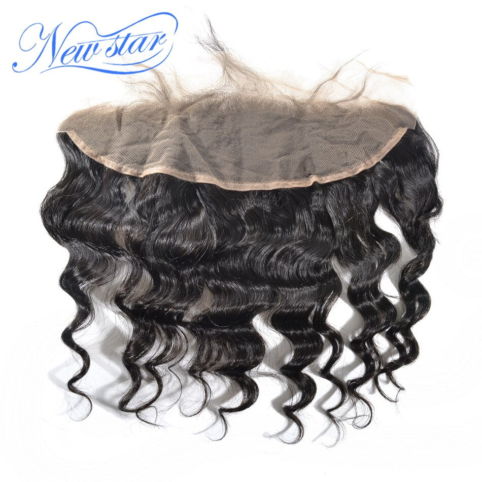 Original (Not Fake) New Star 100% Real Human Hair Virgin Brazilian Loose Deep Frontal With Bundles Weaving