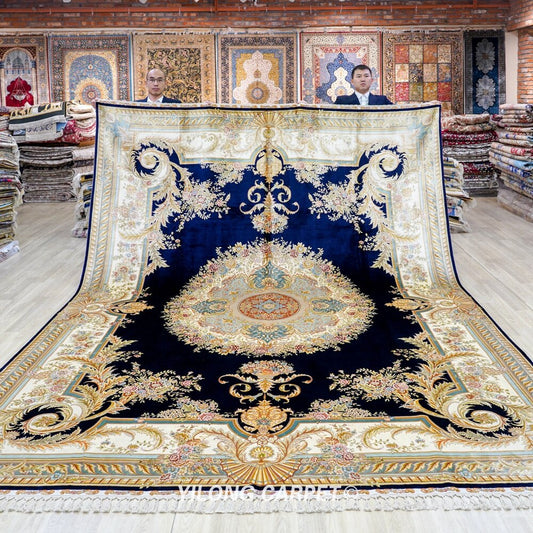 Traditional Classic Handmade Rug Large European Style Silk Persian Carpet