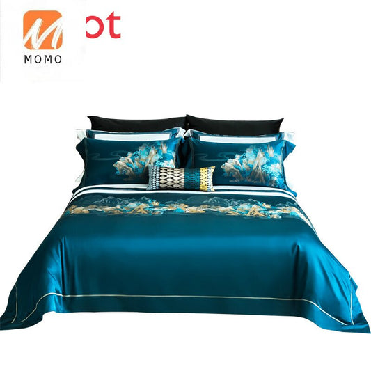 High-End Silk Embroidery Four-Piece Yarn-Dyed Jacquard Mulberry Comforter