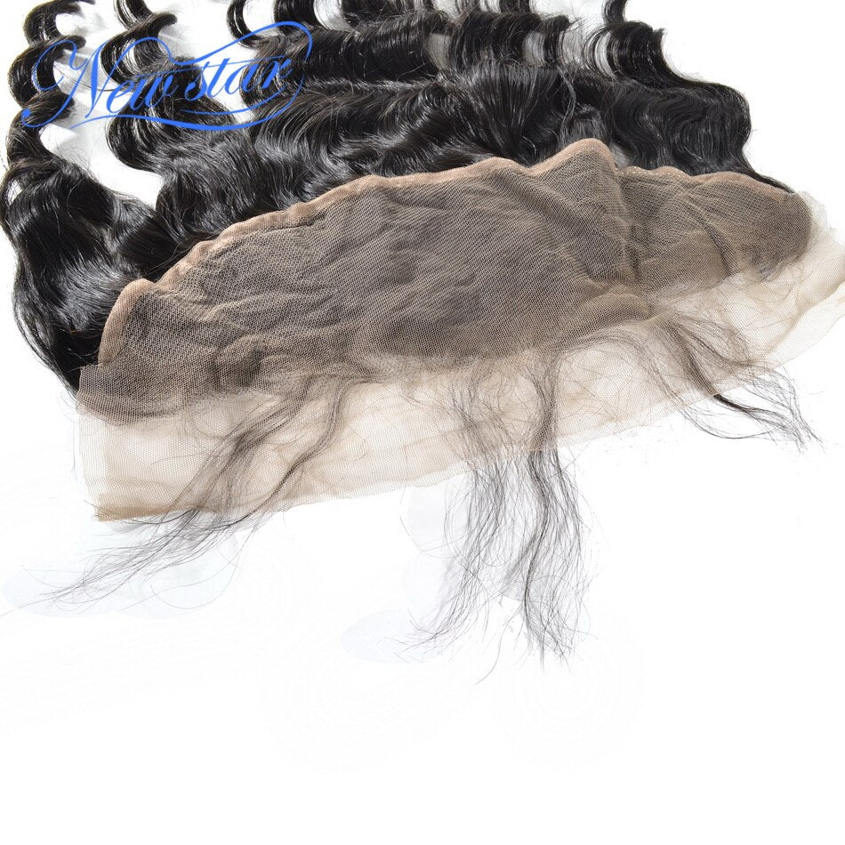 Original (Not Fake) New Star 100% Real Human Hair Virgin Brazilian Loose Deep Frontal With Bundles Weaving