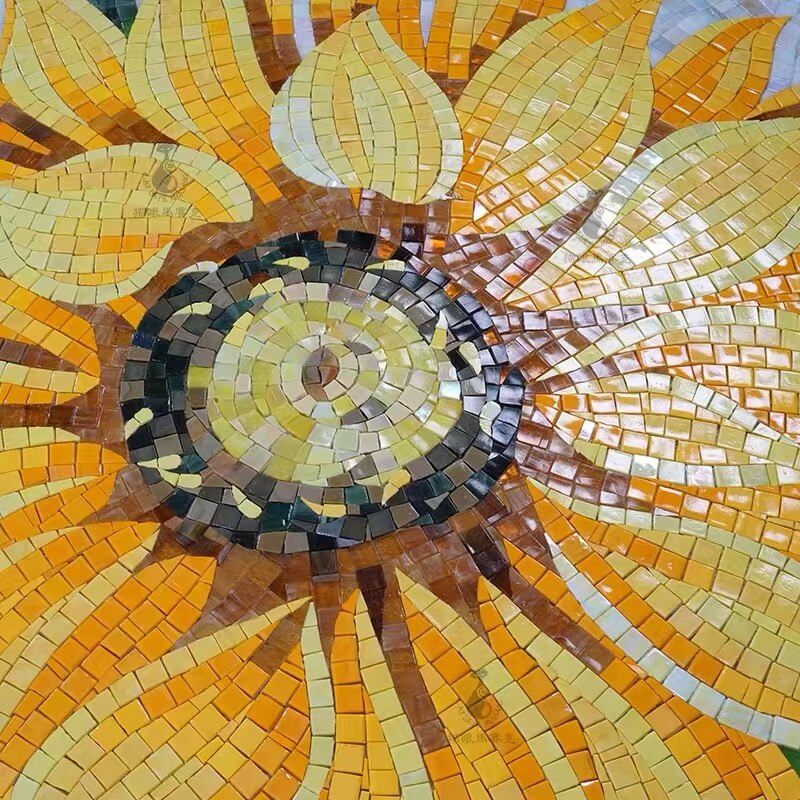 Sunflowers background glass art mosaic tile