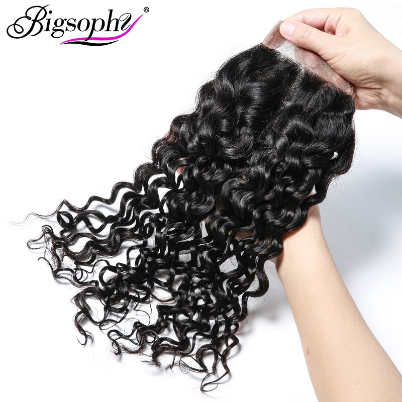 Original (Not Fake) Bigsophy 100% Human Hair Deep Wave Bundles With Closure Brazilian Weave