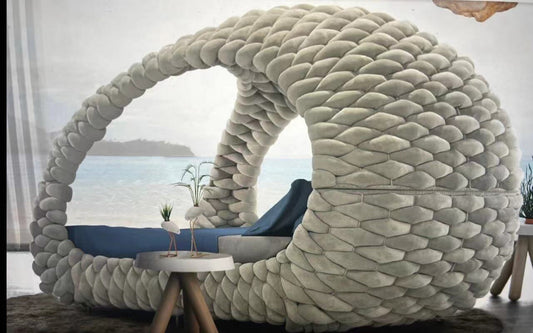 Interior design furniture woven velvet large bed