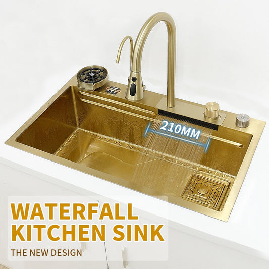 Waterfall Kitchen Sink Gold