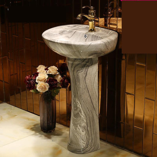 Balcony Bathroom Ceramic European Pedestal Wash Basin