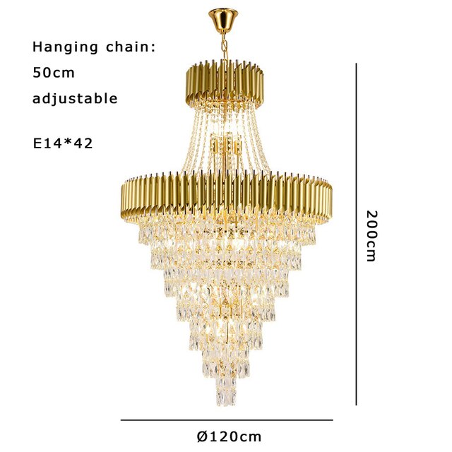 Crystal Round Gold Black Dimmable Chandelier