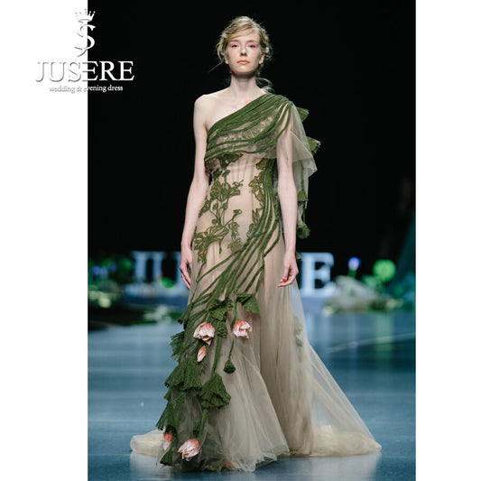 Genuine JUSERE Fashion Show Green Long Prom Dress
