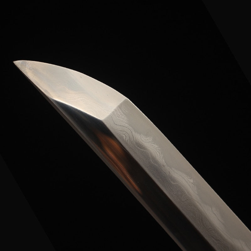 Japanese Katanas Damascus Folded Steel Clay Tempered Hamon Blade Real Swords Handmade Full Tang Japan Lacquer Sheath