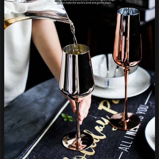 European pink rose gold champagne crystal glass