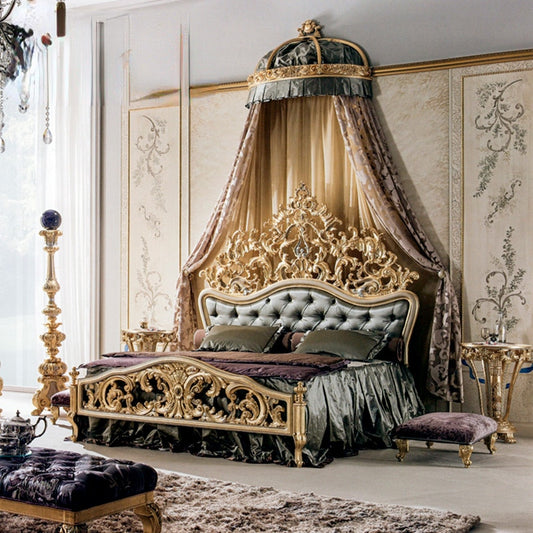 Italian Solid Luxury Wood Bed Set