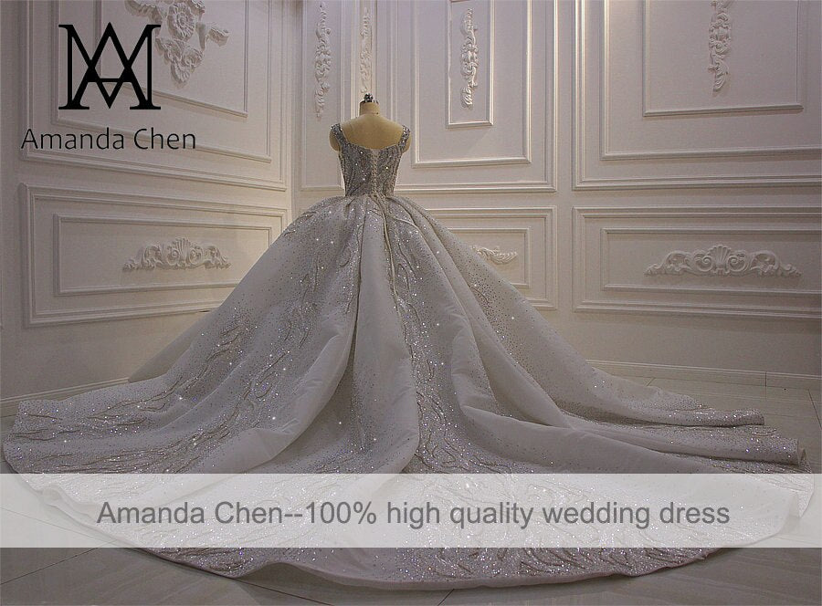 Amanda Chen Wedding Dress Straps Handwork Crystal Luxury