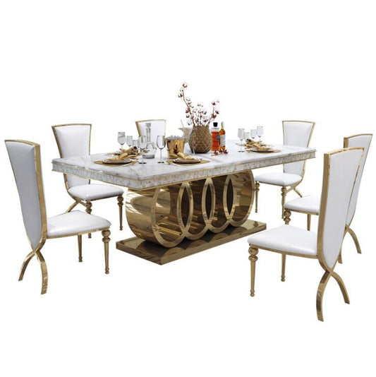 Italian elegant modern luxury golden stainless steel frame table