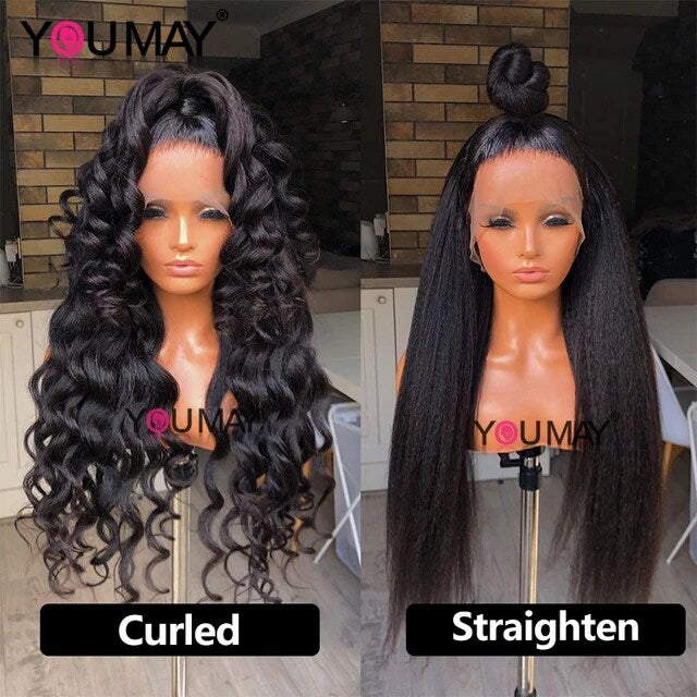 Original (Not Fake) Youmay 100% Human Hair Kinky Straight Glueless Full Lace Wigs