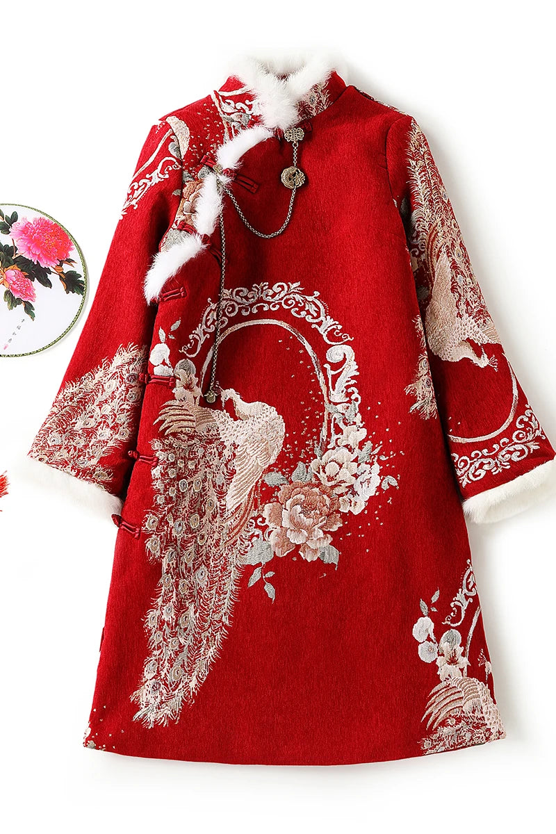 Tang suit Chinese style retro long cotton-padded jacket